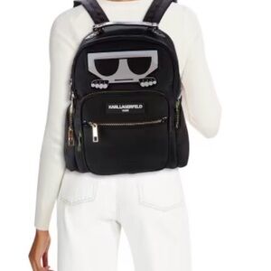 New Karl Lagerfeld Gray Backpack with White Accents